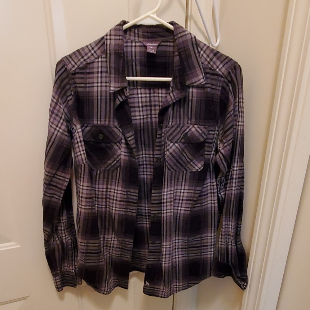 Eddie bouer black grays flannel shirt
